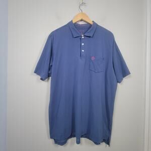 B Draddy Mens XL Polo Shirt Blue Pima Cotton Peru Short Sleeve Golf Casual